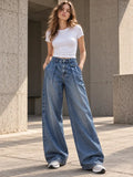 Vintage Blue Pleated Baggy with Front Flap Pocket - view 1