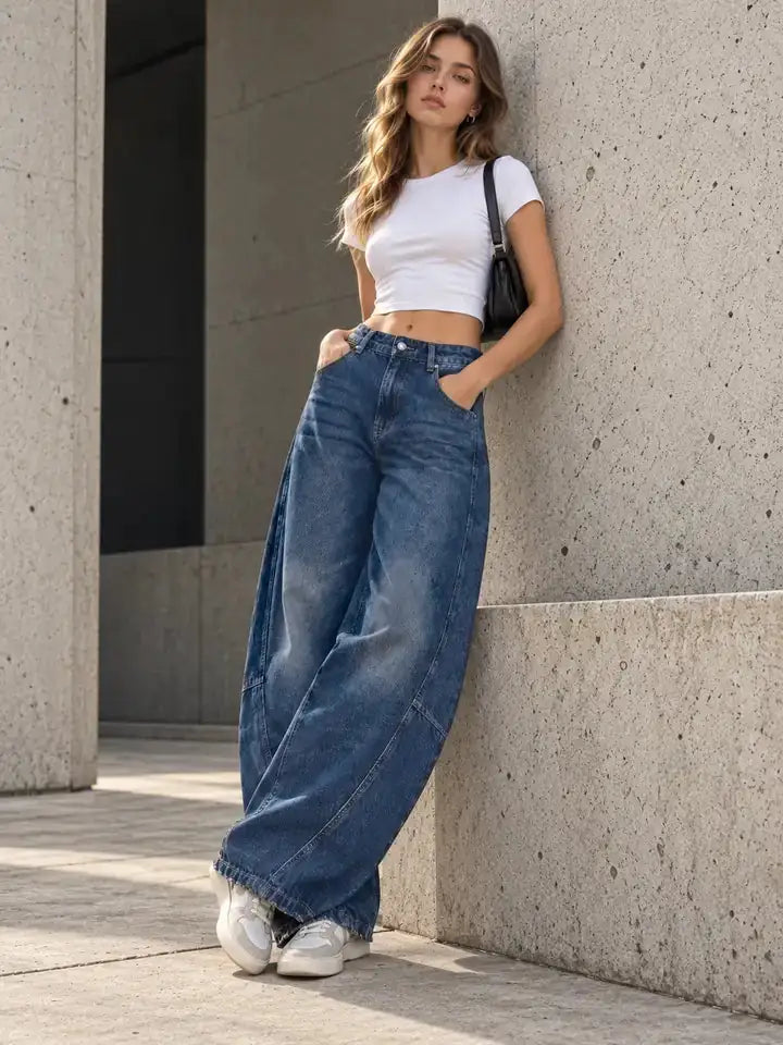 Deep Blue Baggy Flap Pocket Jeans - view 4