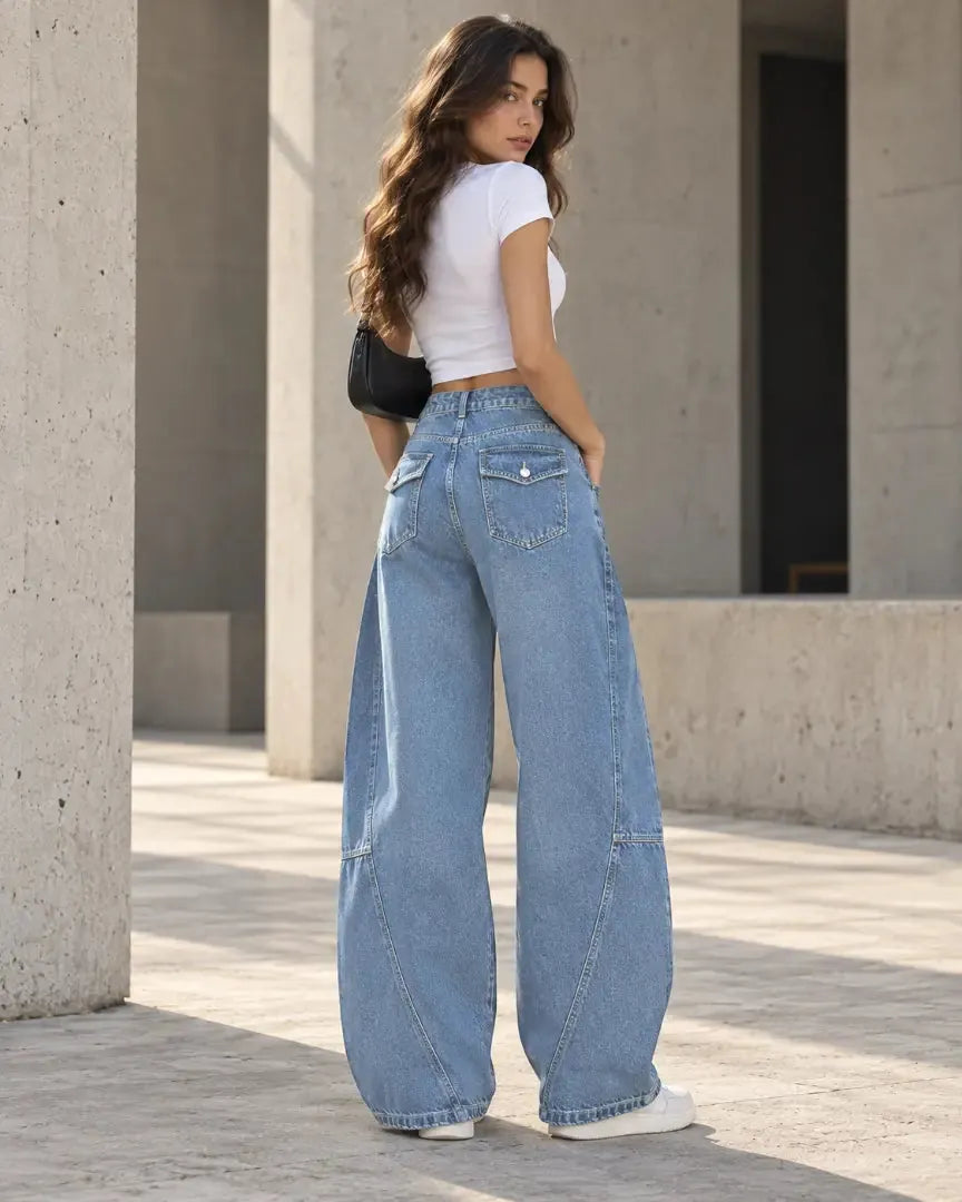 Light Blue Baggy Flap Pocket Jeans - view 2