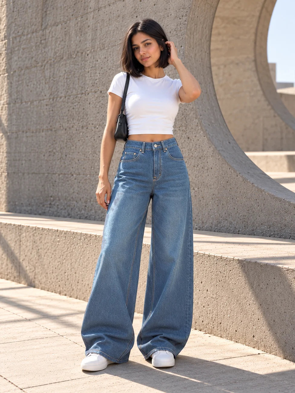 Blue Wide-Leg Jeans