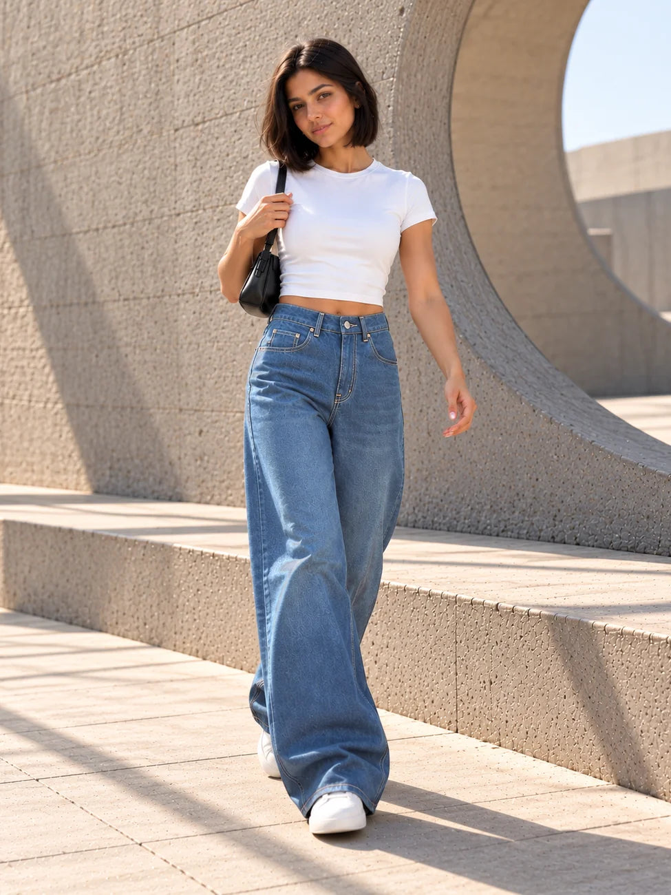 Blue Wide-Leg Jeans