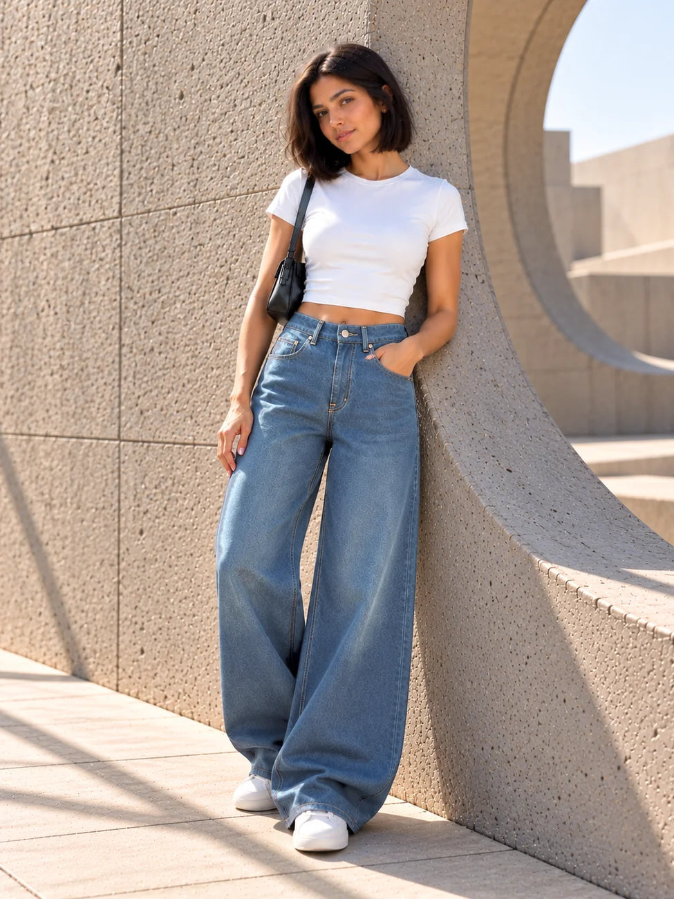 Blue Wide-Leg Jeans