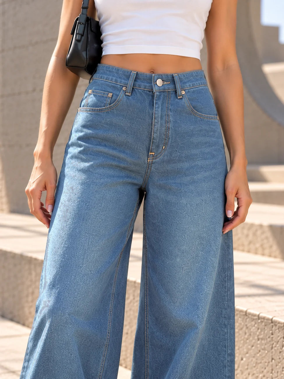 Blue Wide-Leg Jeans