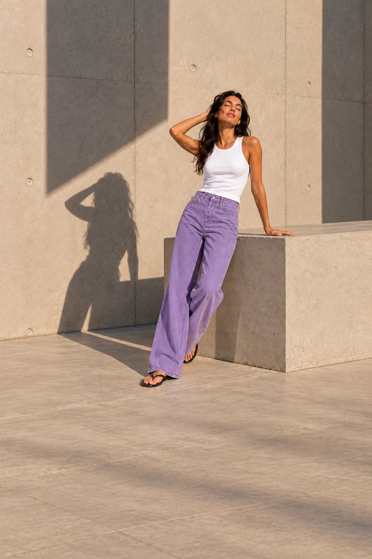 Purple High Rise Wide Leg Pants